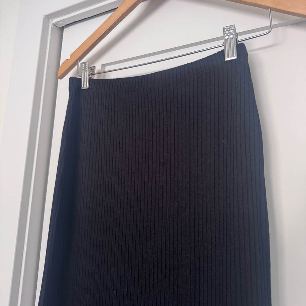 Reformation Black Ribbed Midi Pencil Skirt - Picture 2 of 4